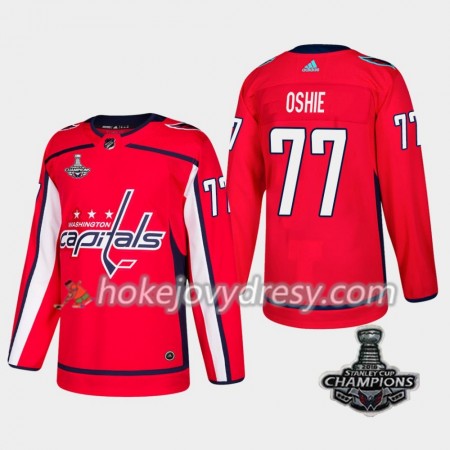Pánské Hokejový Dres Washington Capitals T.J. Oshie 77 2018 Stanley Cup Champions Adidas Červená Authentic